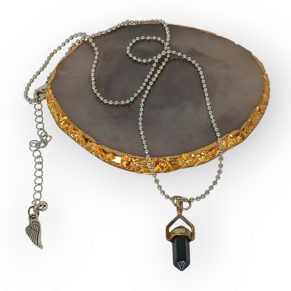 Silver Pendant Necklace with Black Onyx Charm Gender Neutral Lower East Side 90s